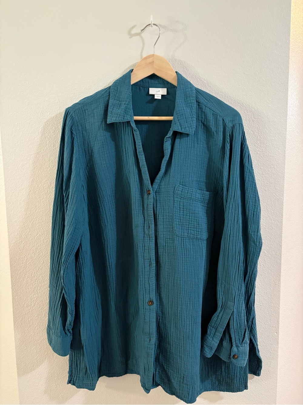 J. Jill Lightweight Teal Button-Up Shirt